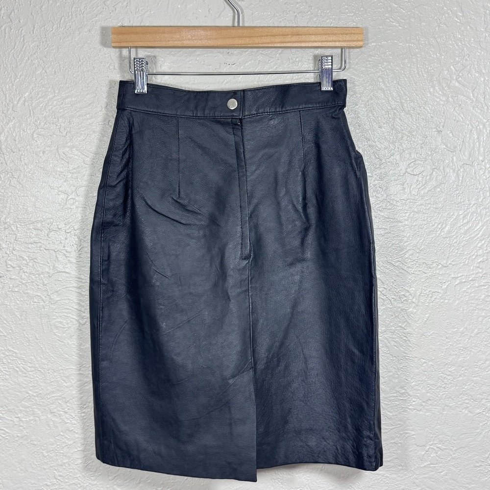 Vtg 90s‎ Leather Skirt 9/10 Otello Pelle Biker Moto Urban Grunge Streetwear Edgy